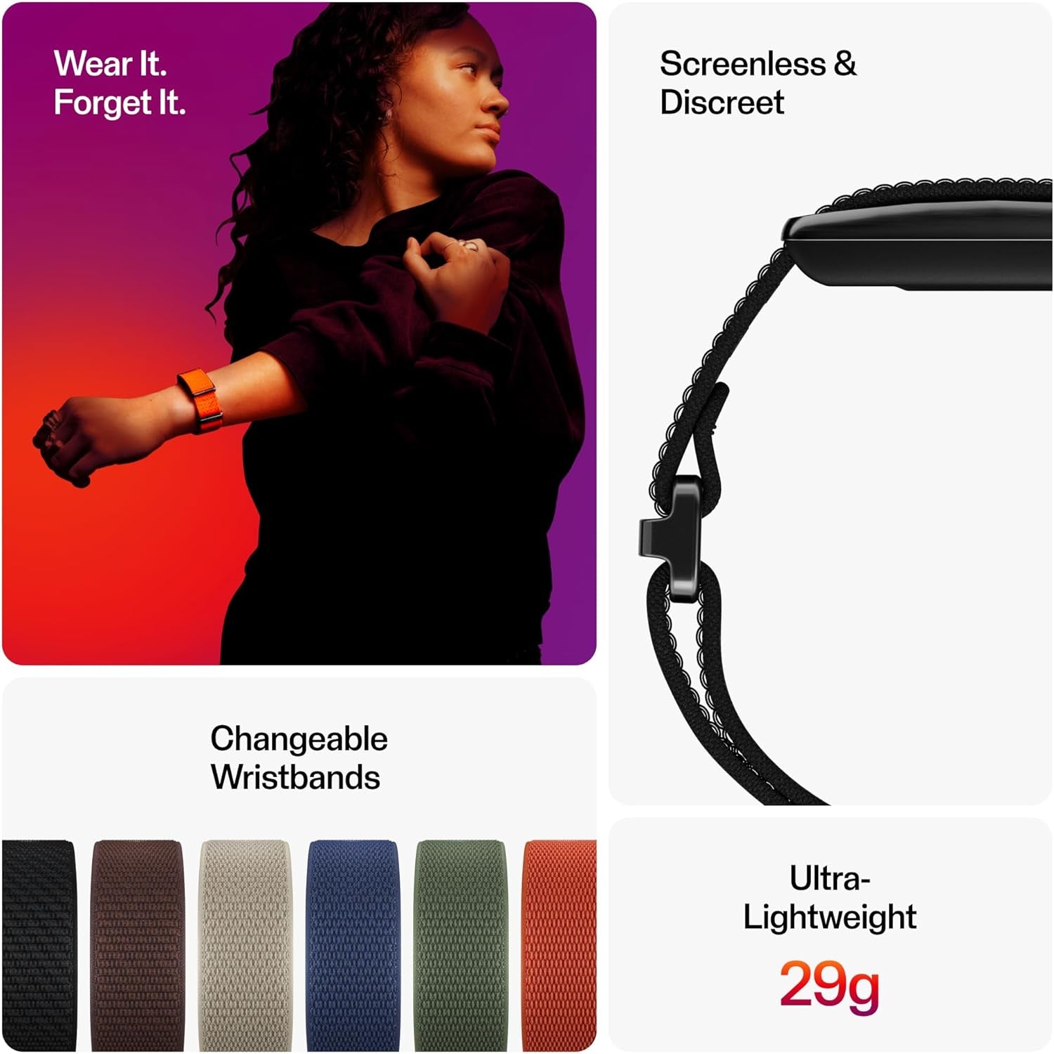 Loop – Smart Screen-Free Wearable Health & Fitness Band with 24/7 Heart Rate, Sleep & Activity Tracking, Automatic Training Detection, No Subscription, 8-Day Battery.