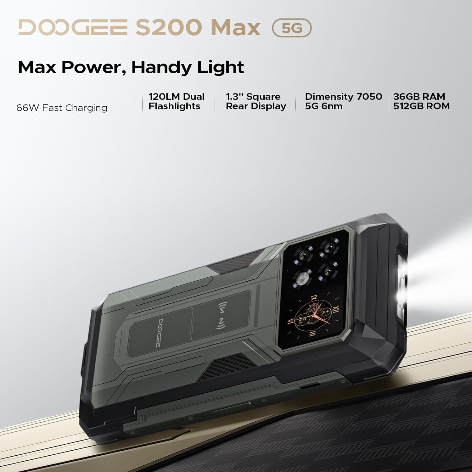 S200 Max 5G Rugged Phone Unlocked,Android 15 Rugged Smartphone with 1.3" Rear Screen,22000Mah/66W,36Gb+512Gb/Tf 2TB,108MP+20MP Night Vision Camera,6.72" Fhd+/120Hz,Dual Unlock/Nfc/5G Dual SIM