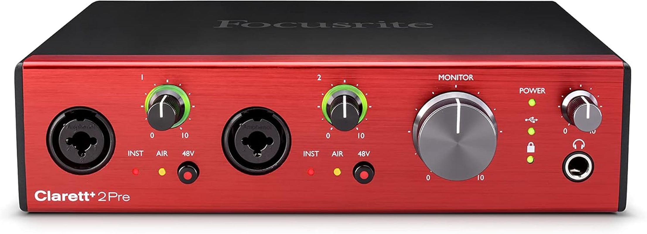 Clarett+ 2Pre USB-C Bus-Powered Audio Interface for Music Production, with Two Professional Quality Pre-Amps and Powerful and Transparent Headphone Outputs/Instrument Inputs