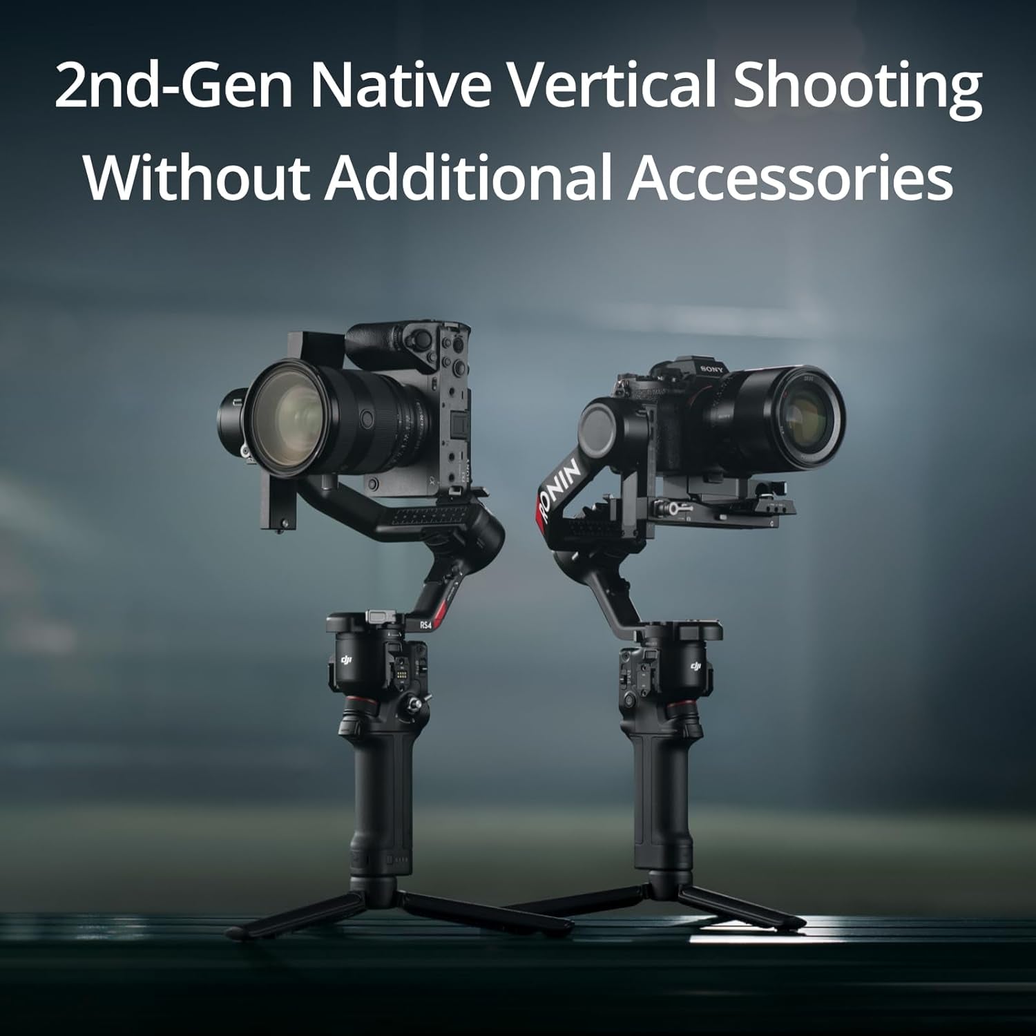 RS 4, 3-Axis Gimbal Stabilizer for DSLR and Mirrorless Cameras Canon/Sony/Panasonic/Nikon/Fujifilm, 2Nd-Gen Native Vertical Shooting, 2-Mode Switch Joystick, Teflon Axis Arms, Camera Gimbal