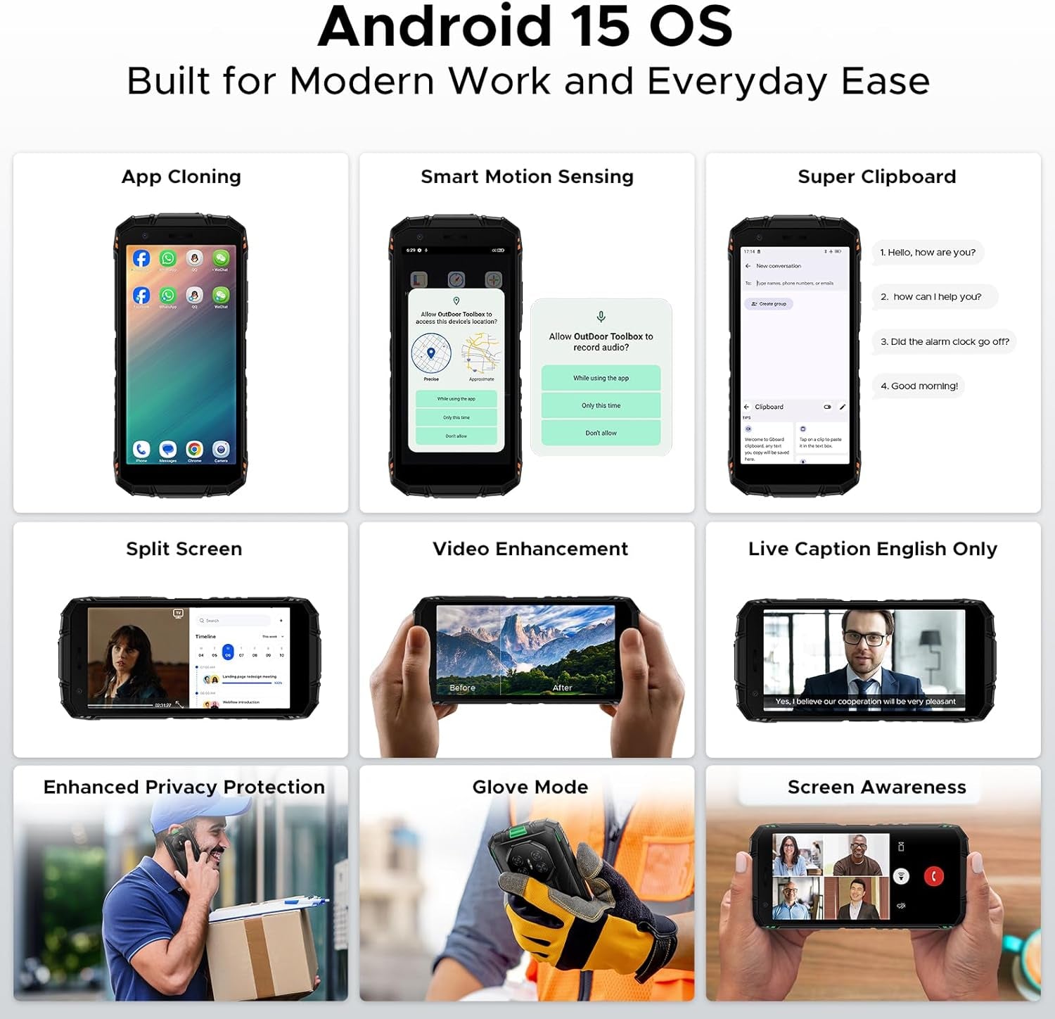 Fire 3 Android 15 Rugged Phone Unlocked,8350Mah Battery,12Gb+64Gb/2Tb,Octa Core Rugged Smartphone,5.5" IPS HD+ Display,13Mp+8Mp,Ip68 Waterproof Cell Phone,Face Unlock,Nfc/T-Mobile