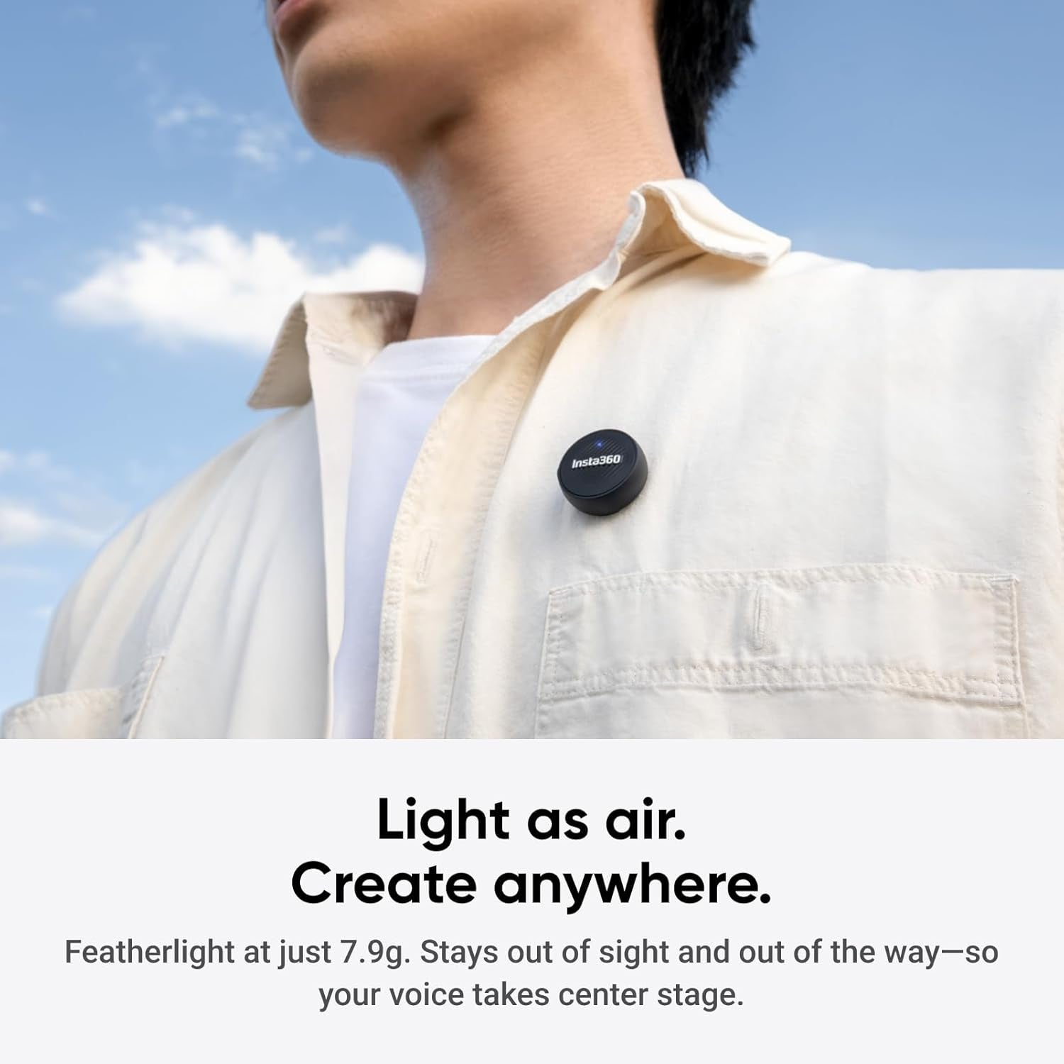 Mic Air Transmitter, 7.9G Ultralight, Wireless Microphone, Noise Cancelling, Vlog, Streaming, Compatible X5/X4/X4 Air/Ace Pro 2/GO Ultra