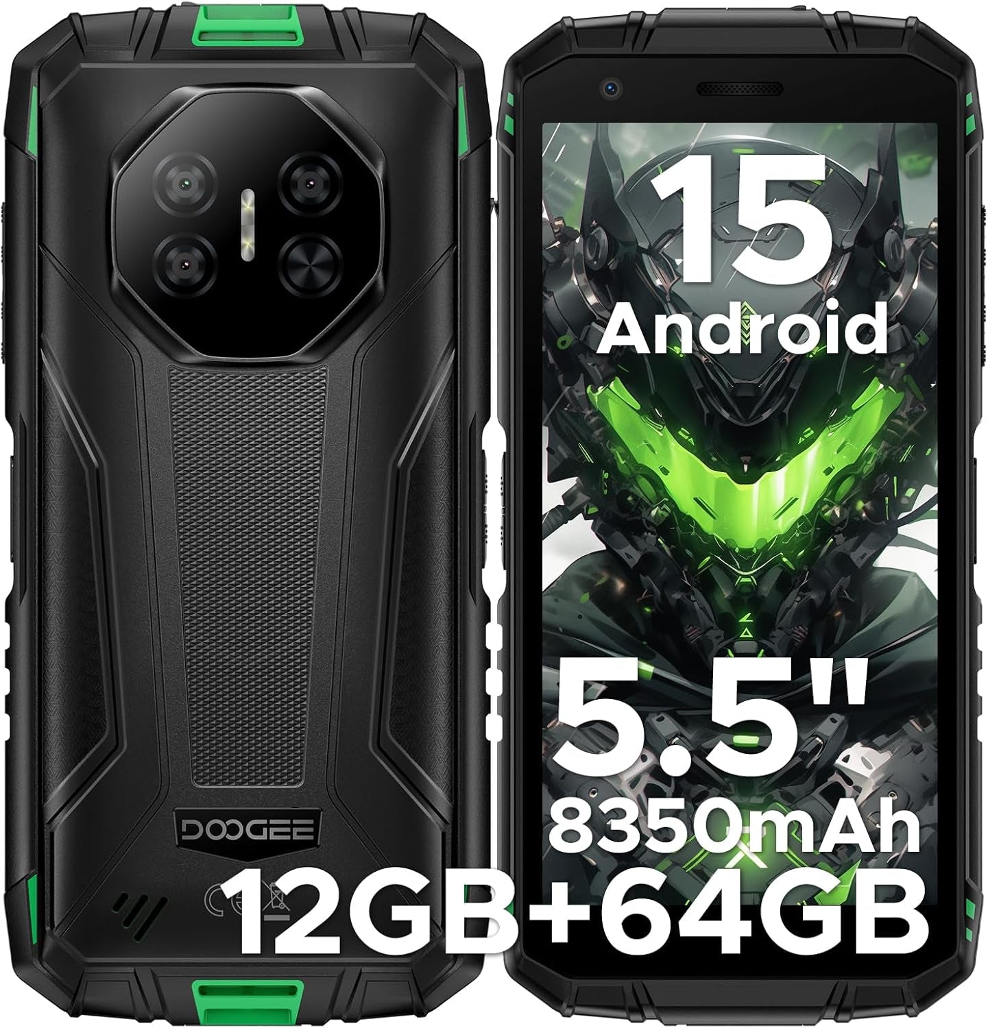 Fire 3 Android 15 Rugged Phone Unlocked,8350Mah Battery,12Gb+64Gb/2Tb,Octa Core Rugged Smartphone,5.5" IPS HD+ Display,13Mp+8Mp,Ip68 Waterproof Cell Phone,Face Unlock,Nfc/T-Mobile