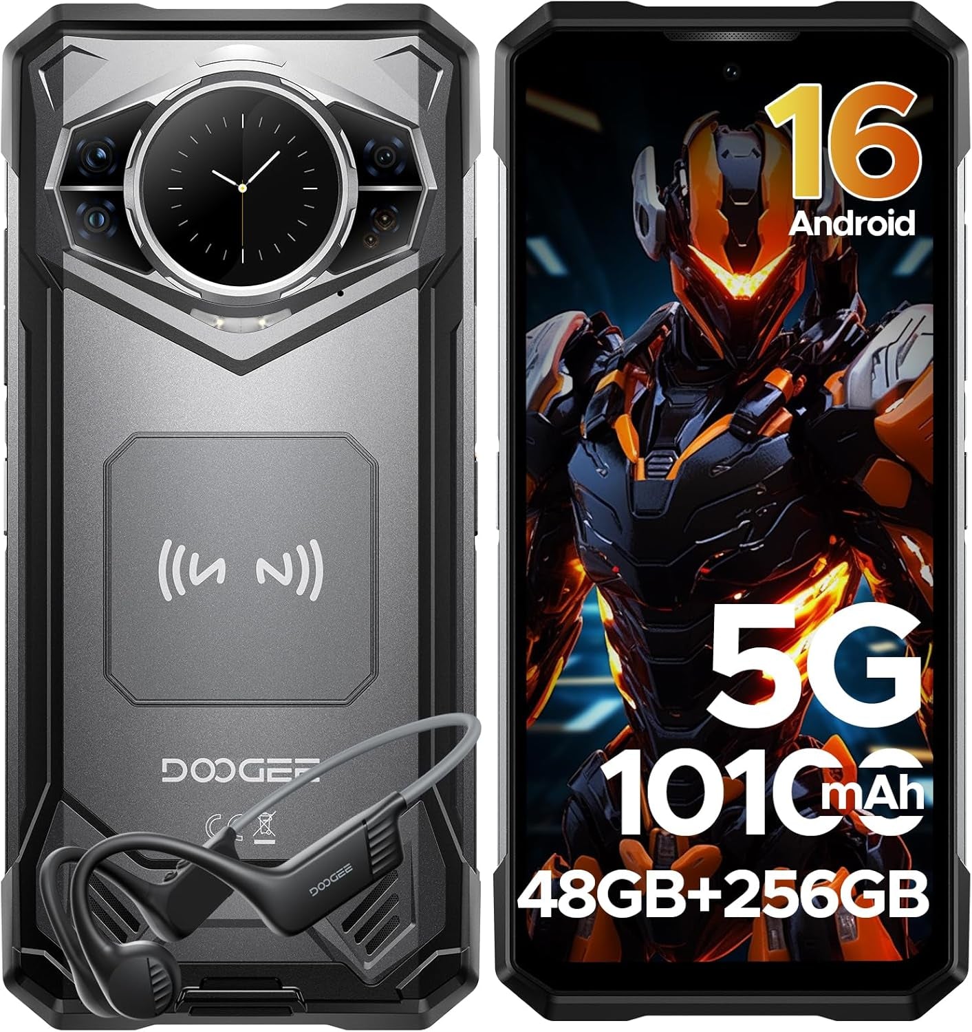 S200 Rugged Smartphone 5G Unlocked, 48GB+256GB/2TB, Android 16 Rugged Phone with 1.32" Rear Screen, 10100Mah, 6.72"FHD + 120 Hz Display, 100MP+20MP Night Vision, Ip68/Ip69K/Nfc/Fingerprint/Gps