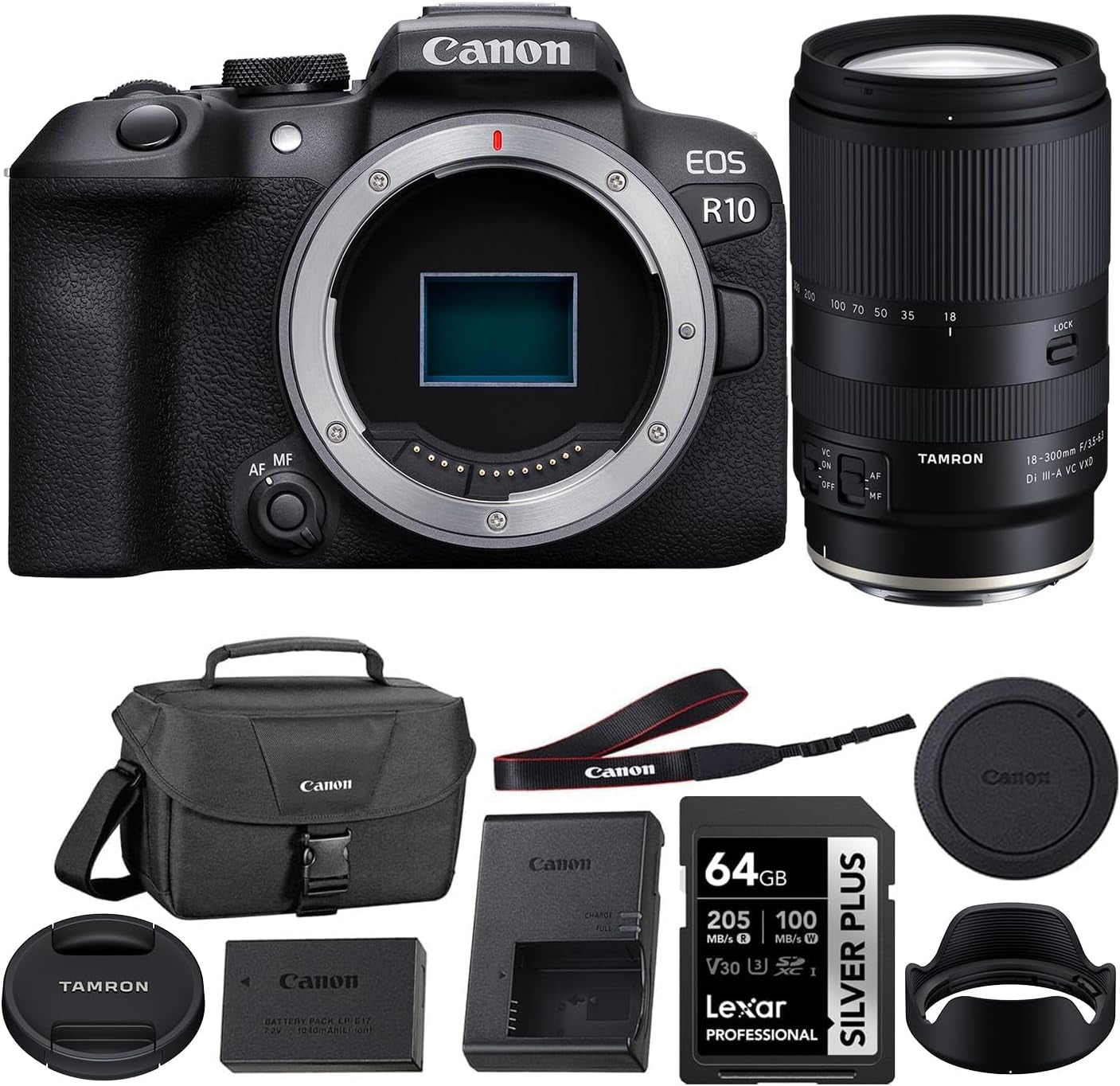 EOS R10 Mirrorless Camera with RF-S 18-45Mm Lens Bundle with 64GB SDXC Memory Card + 200ES EOS Shoulder Bag (3 Items)