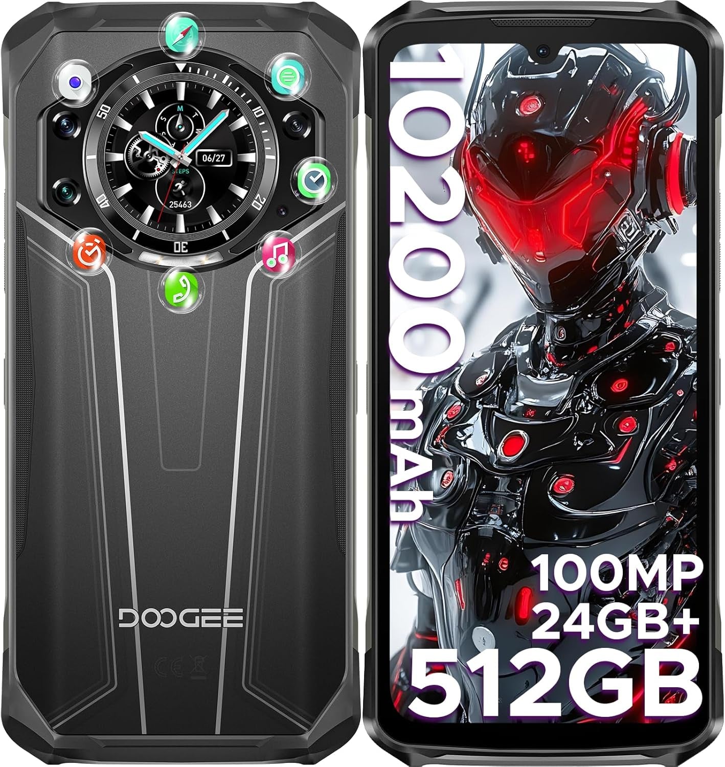 S119 (2025) Rugged Phone Unlocked,24Gb+512Gb/Tf 2TB Android 14 Rugged Smartphone with 1.32" Rear Screen,10200Mah Battery/33W,6.72" FHD+,100MP+20MP Night Vision,Nfc/Dual Unlock/3 Card Slot/Otg