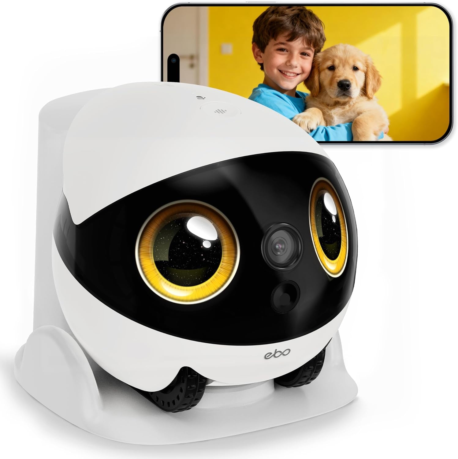 Air 2S Familybot Home Robot Camera: 2.5K Indoor Pet Cam, Movable Robot Camera, 2-Way Video, Auto-Recharge, Long Battery Life, Custom Facial Image, Night Vision