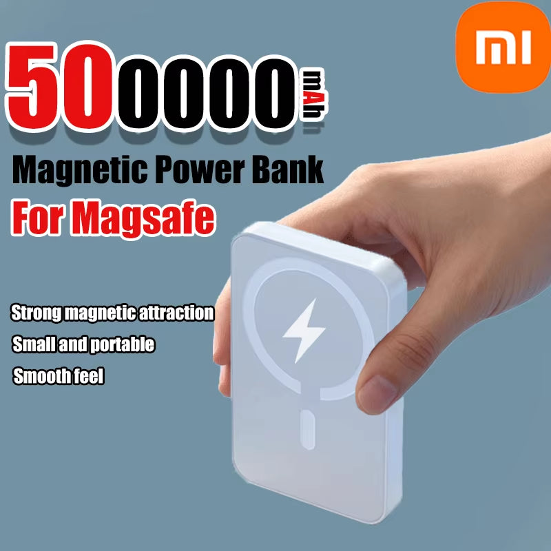 Power Bank Magnético Xiaomi de 500.000 mAh con Carga Rápida Inalámbrica de 25W. Batería Portátil de Gran Capacidad para iPhone (MagSafe), Samsung y Google Pixel