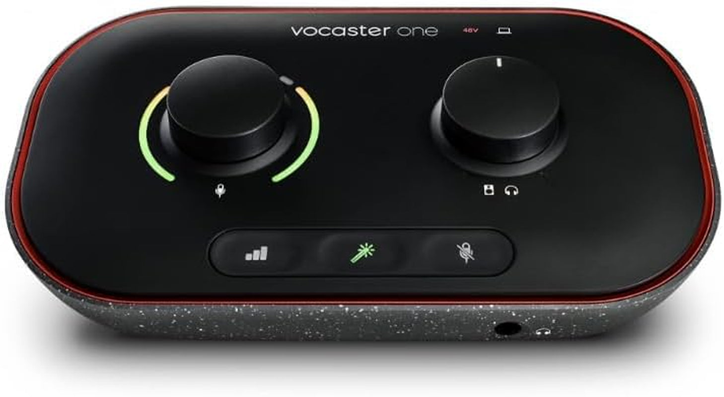Vocaster One — Podcasting Interface for Recording as a Solo Creator. Use Auto Gain, Enhance, and Mute for Easy Podcasting. Small, Lightweight, and Powered by Computer