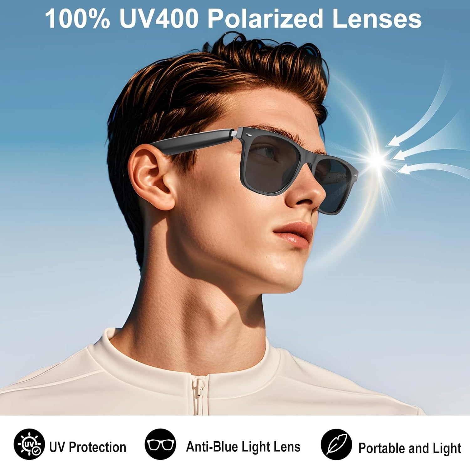 AI Translation Smart Glasses with Chat GPT for Men and Women, Bluetooth Sunglasses with Translator 164 Languages and Color-Change Lens, Music Playback & Hands-Free Calls, UV & Blue Light Protection