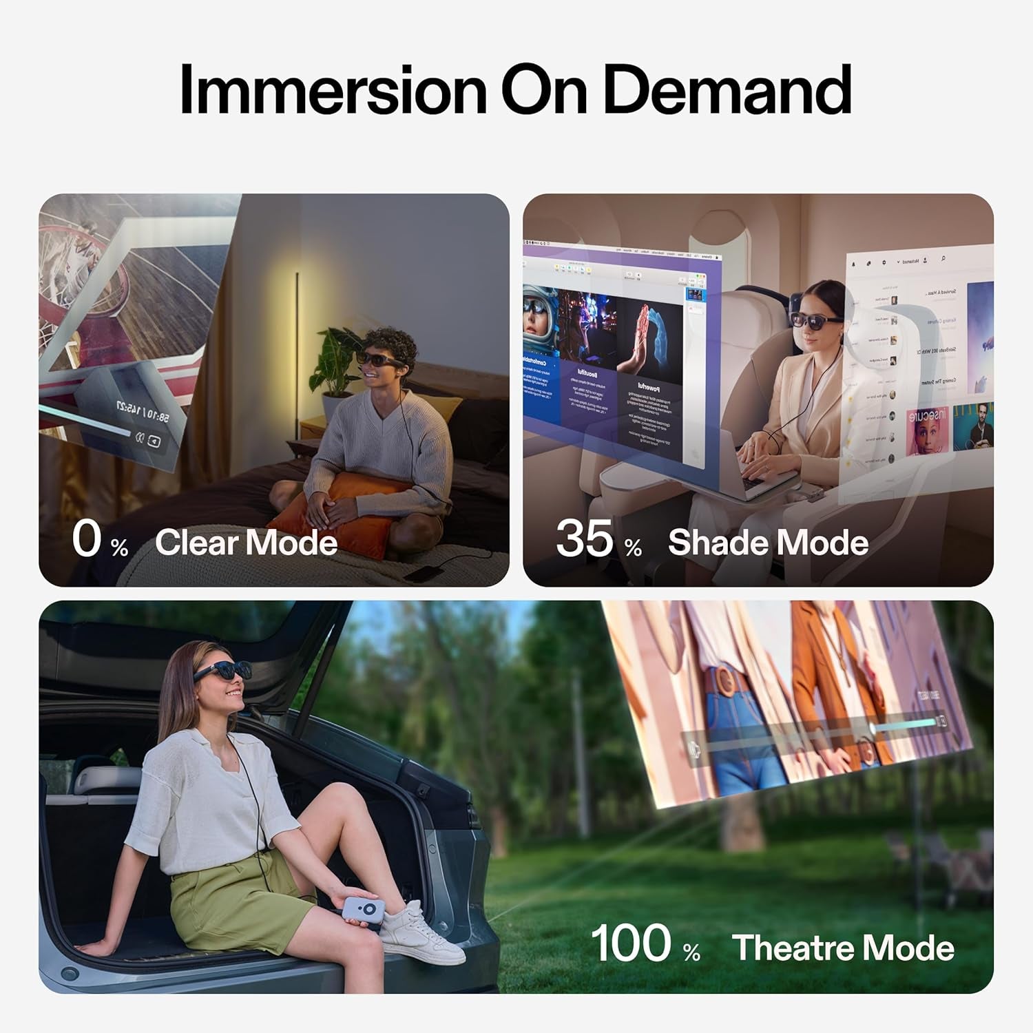 Air 2 Pro AR Glasses|46° FOV, 130" 120Hz HD Display, True Colors, Cinematic Sound, All-Day Comfort. Compatible with Iphone 16/15, Steam Deck, ROG, Mac, PC, Android & Ios