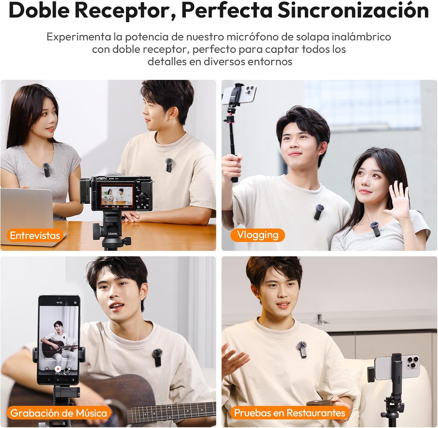 A100 Wireless Lavalier Microphone Lapel Mic for Camera and Phone W USB C/3.5Mm/Plug, 32Khz 16Bit, Noise Cancellation, 13.5-Hour Battery, Clip on Microphone for Video Podcast Vlog Youtube