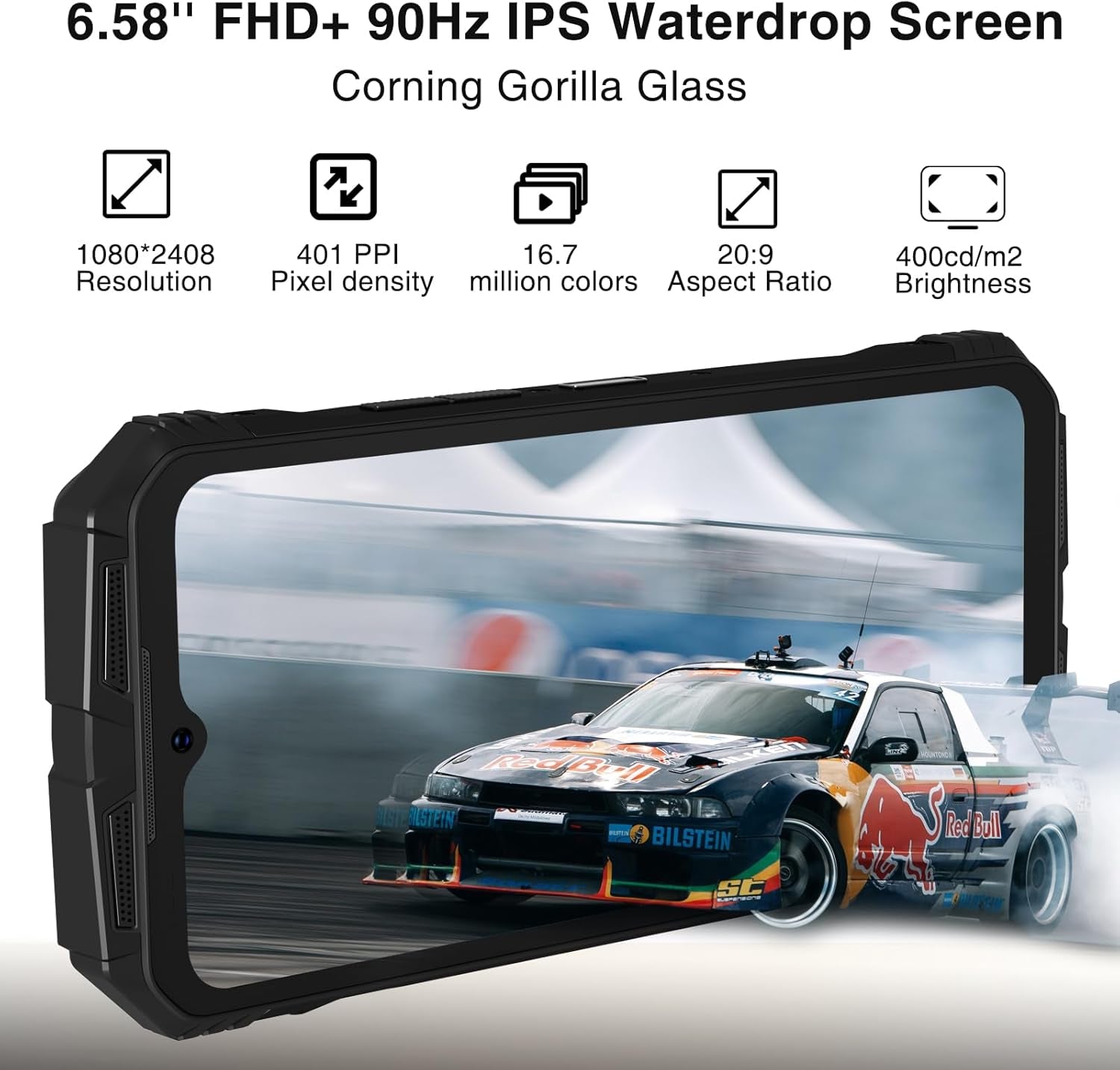 S Punk Rugged Smartphone Unlocked, 10800Mah Battery Rugged Phone, 16GB+256GB Cell Phone Android 14, 126Db Speaker, 6.58" Fhd+90Hz,50Mp+16Mp,Led Light/Dual Sim/Nfc/Otg/Face Id/Fingerprint, Dark