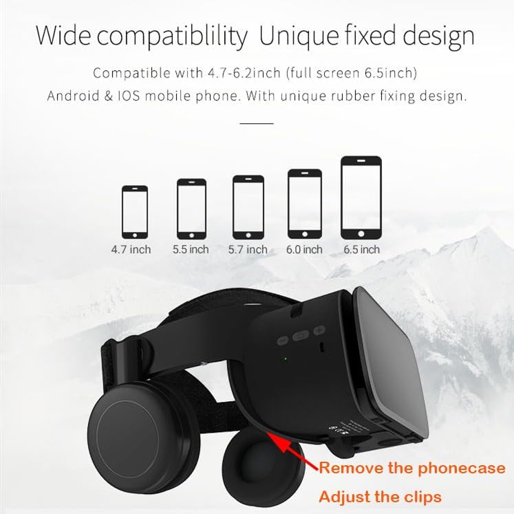 Lentes 3D de realidad virtual (VR) para smartphones Google Cardboard, cascos de realidad virtual inalámbricos con Bluetooth y estéreo para Android, iOS, iPhone 12, 11 Pro Max, Mini X, XR, S8, 7, Samsung (4.7-6.2 pulgadas)