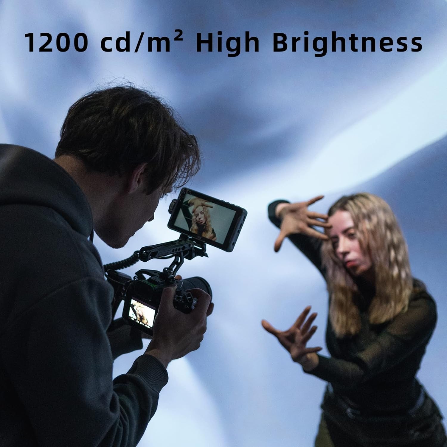 5.5 Inch 1200Nits 4Kp30 HDMI Video Field Monitor, 10Bit HDR Daylight Viewable 1920 X 1080 Portable Monitor Recorder, Hot Shoe Mount, Battery, Sunshine Hood