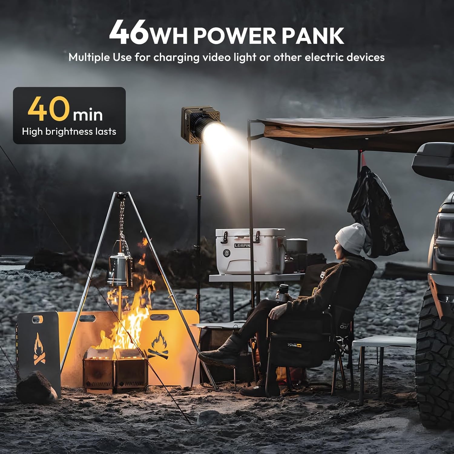 EC65 Video Light - 65W COB LED Video Light Mini Bi Color Portable Continuous Output Lighting with Battery & APP Control, 2700K-6500K CRI≥95 Bowens Mount Handheld Spotlight for Camera, Tripod