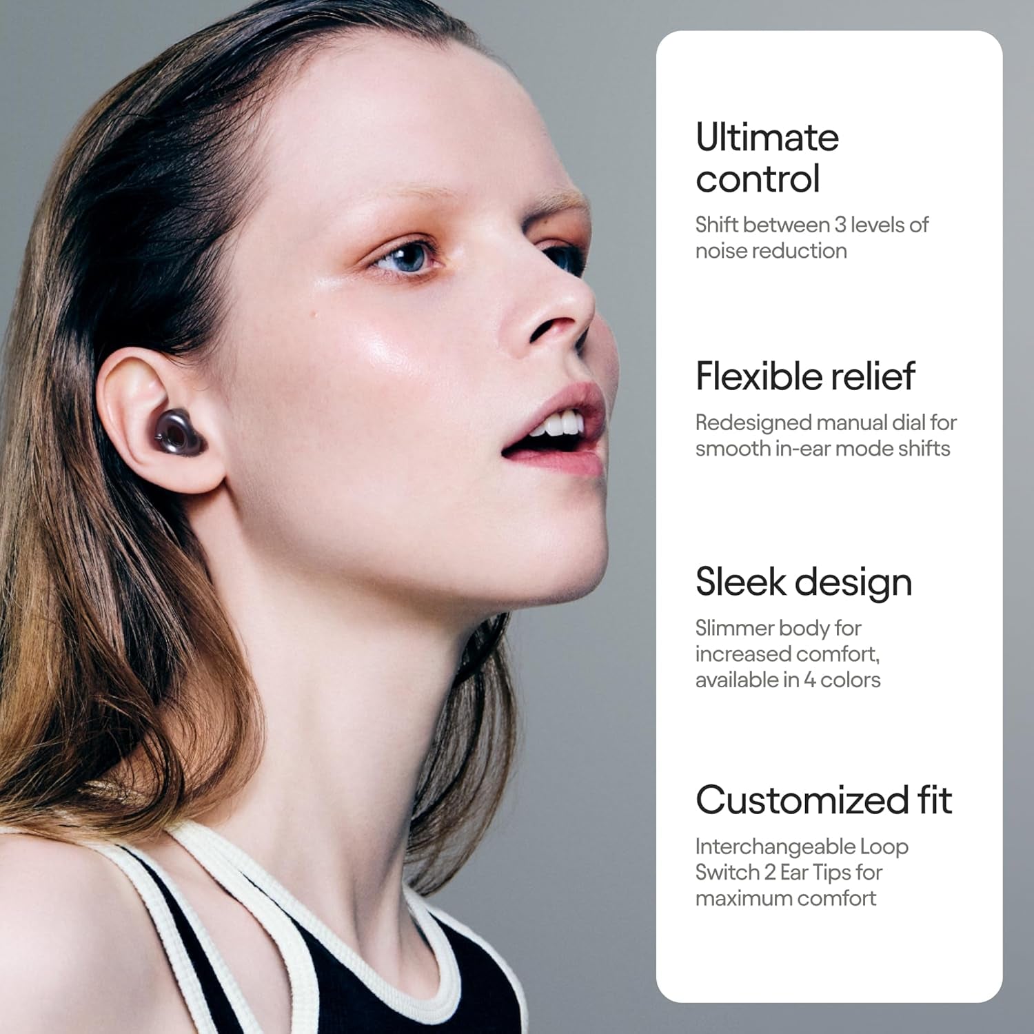 Switch 2 Adjustable Ear Plugs - 3 Noise Relief Modes for Ultimate Control | Flexible Earplugs for Focus, Travel, Socializing, Festivals & More | 20-26 Db (SNR) Reduction