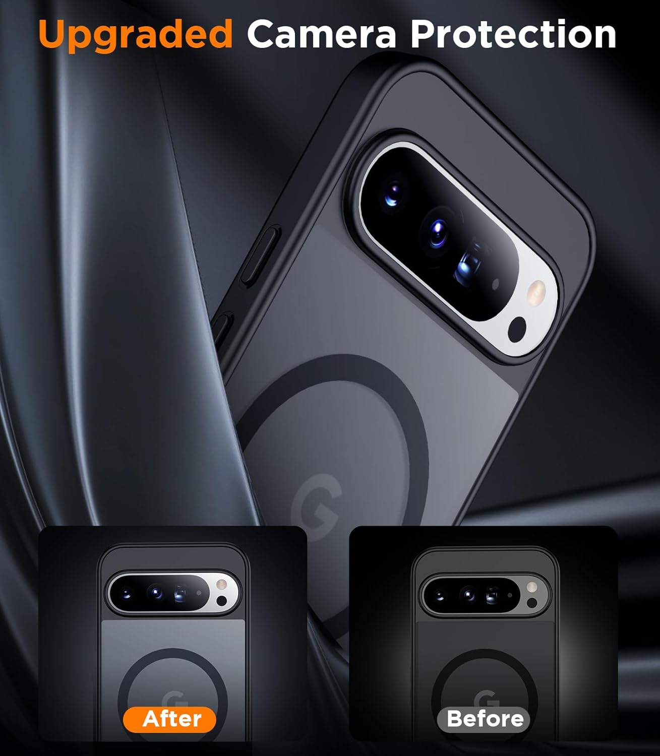 Funda magnética para Google Pixel 10/Pixel 10 Pro, protección contra caídas de grado militar, delgada, translúcida, mate, a prueba de golpes y antihuellas, para Pixel 10/10 Pro, color negro