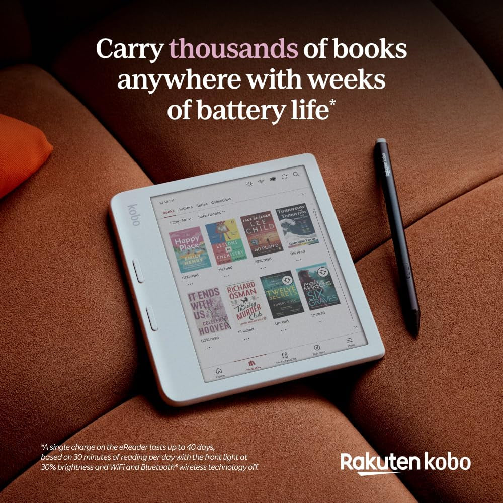 Libra Colour | Ereader | 7” Glare-Free Colour E Ink Kaleido™ 3 Display | Dark Mode Option | Audiobooks | Waterproof | Black