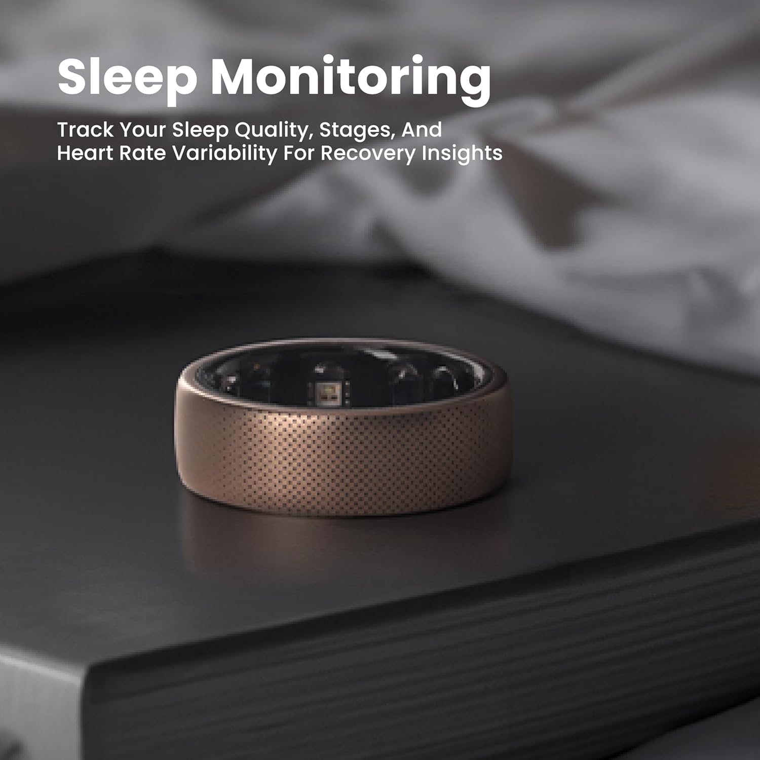 Amazfit Helio Ring Inteligente de Salud, Anillo Rastreador de Fitness, Sin Suscripción, Monitorea el Sueño, la Frecuencia Cardíaca y el Estrés, Aleación de Titanio, Carga Rápida de 1.4 Horas