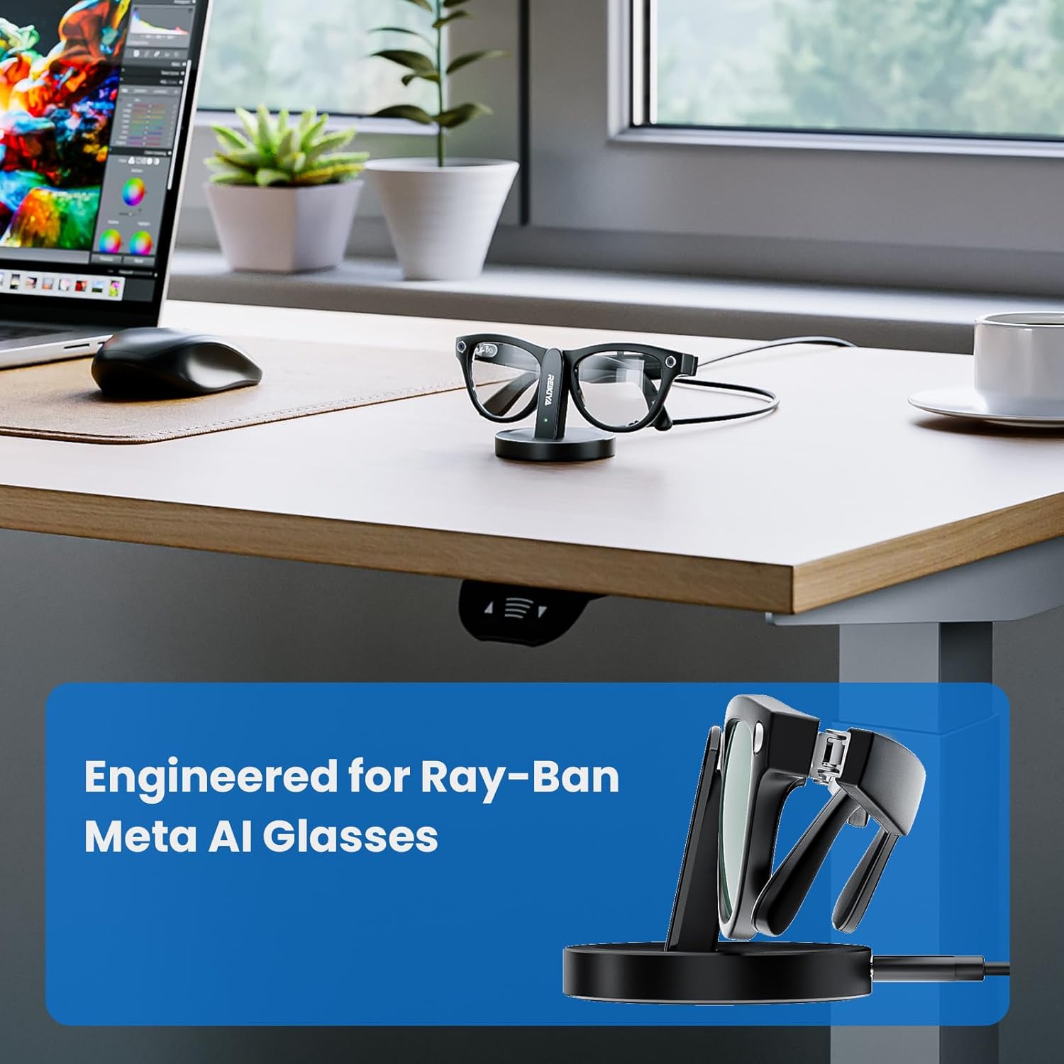 Base de carga para gafas inteligentes Ray-Ban Meta, base de carga portátil para Wayfarer, Headliner y Skyler con cable USB-C de 1 m, cargador para gafas Ray-Ban Meta y accesorios Ray-Ban Meta.