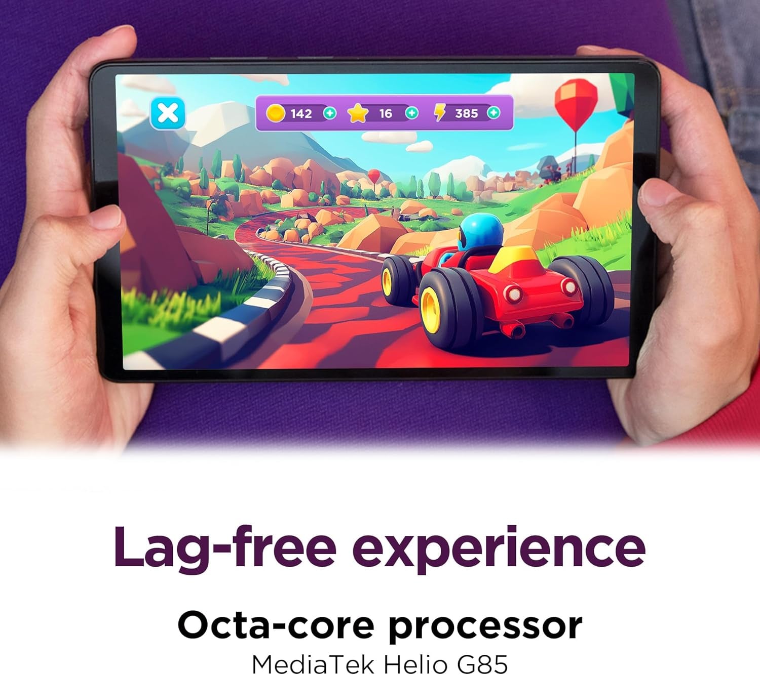 Tab One - Lightweight Tablet - up to 12.5 Hours of Youtube Streaming - 8.7" HD Display - 4 GB Memory - 64 GB Storage - Mediatek Helio G85 - Includes Folio Case