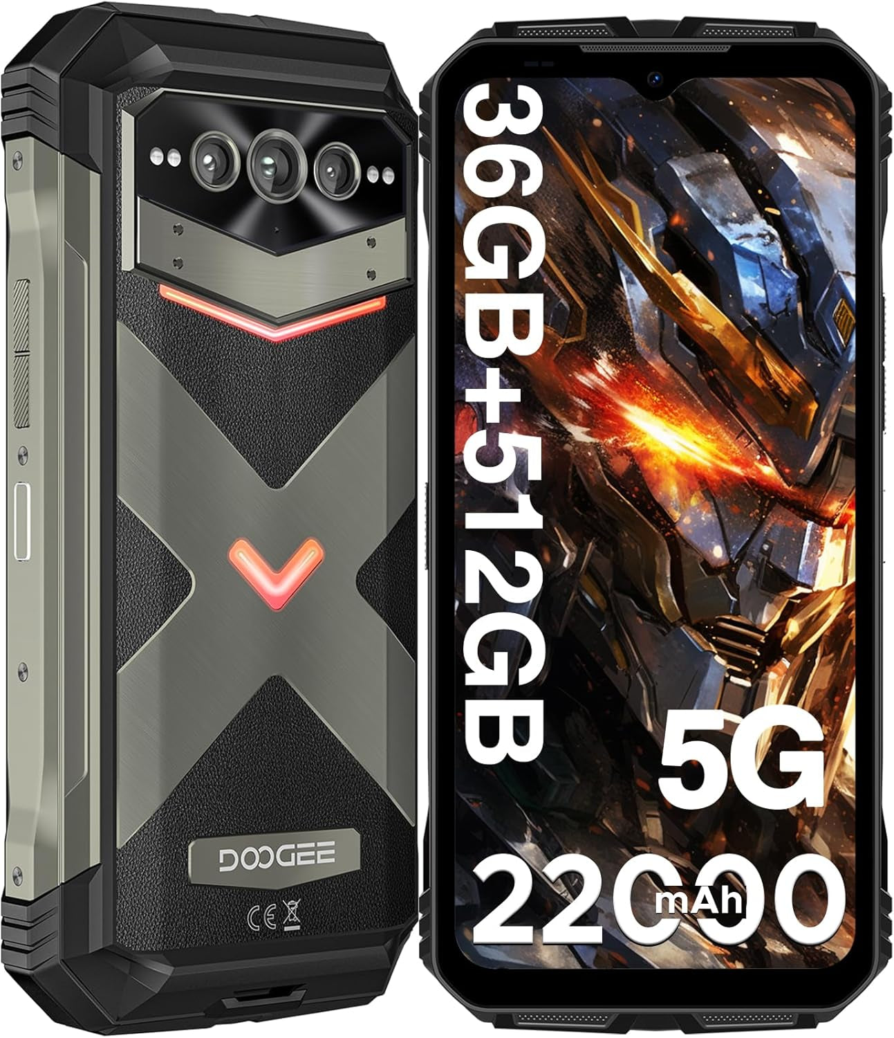 V MAX Plus(2024) 5G Rugged Smartphone,22000Mah 36GB+512GB,200MP+32MP+20MP Night Vision Rugged Cell Phone,Android 14 Rugged Phone,6.58" Fhd+120Hz IPS Screen,Ip68/Ip69K Waterproof Phone,Nfc/Otg