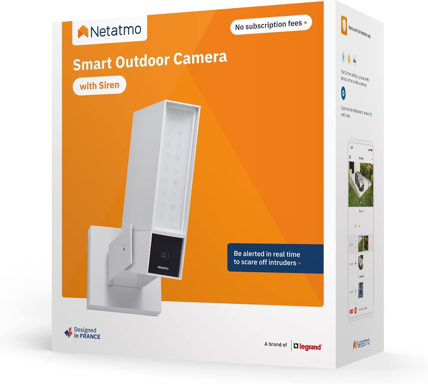 Smart Outdoor Security Camera with 105-Db Siren & Wifi | Sends Alerts to Your Smartphone | Floodlight & Movement Detection | Night Vision | Security without Monthly Fees (White)