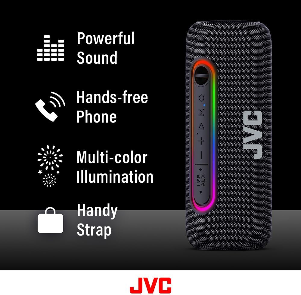 Illuminated Portable Wireless Speaker with 20W Max Outputs, Dynamic Sound, Bluetooth 5.0, TWS Capability, USB-C, IPX5, AUX In, up to 5-Hour Battery Life - SPPA5BTB (Black)