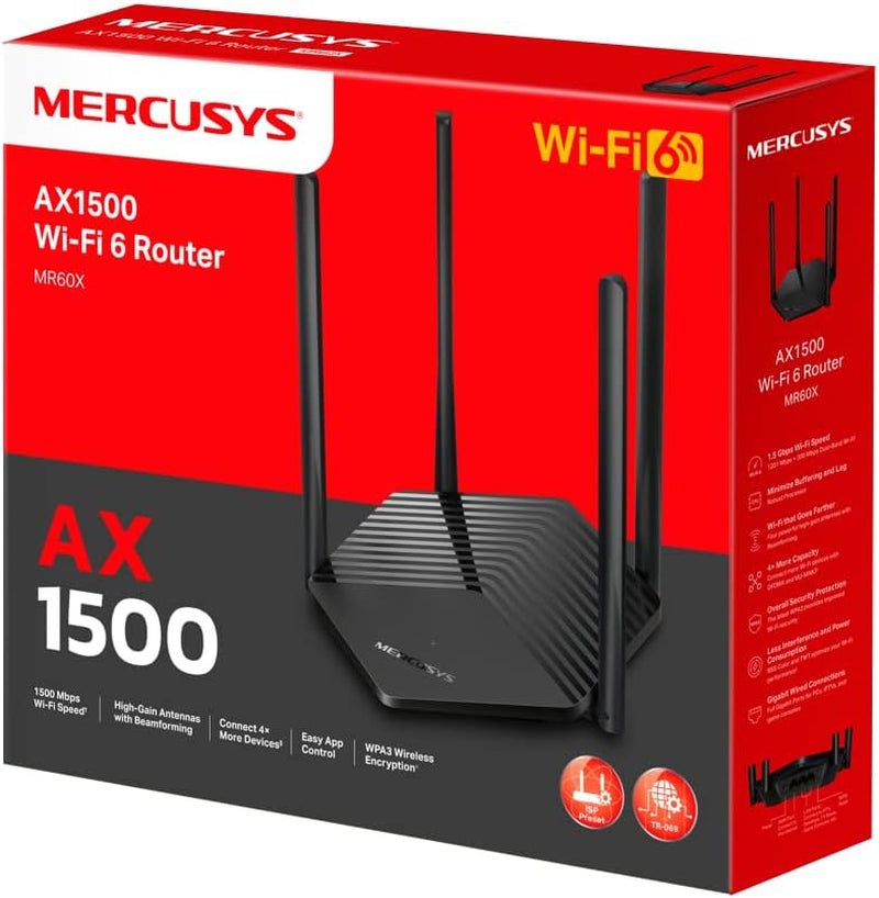 MR60X AX1500 Wifi 6 Router, up to 1.5Gbps, OFDMA, MU-MIMO, WPA3