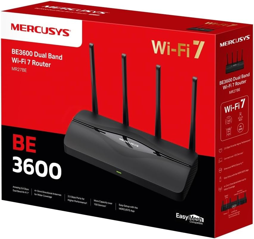 MR27BE BE3600 Mbps Fibre Supported, 2×2.5 Gbps WAN&LAN Port + 2×Gbps Port, Easy Mesh Compatible, Dual-Band Wi-Fi 7 Router