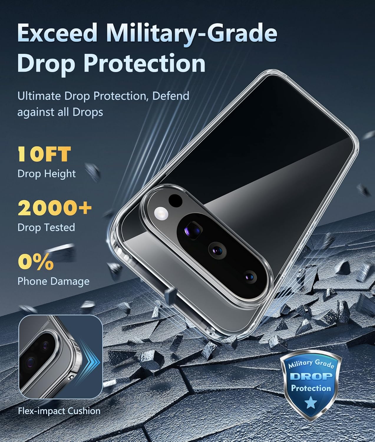 Funda para Google Pixel 10: Funda para Pixel 10 Pro, Google 9/9 Pro, transparente, delgada y resistente, anticaídas, antigolpes y antiarañazos, transparente.