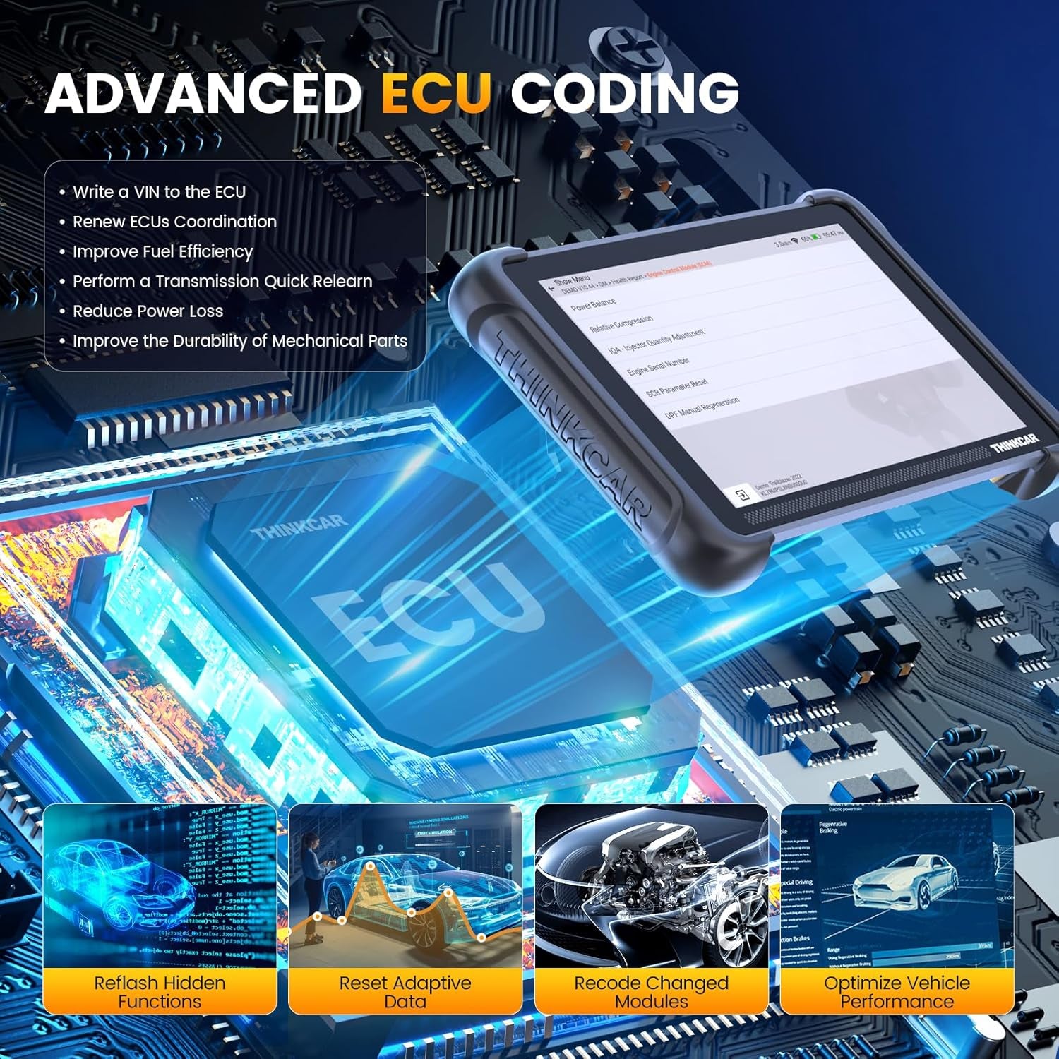 Bidirectional Scan Tool, THINKSCAN 689BT All System Automotive Diagnostic Tool, Bi Directional OBD2 Scanner with ECU Coding, 34 Services, FCA Autoauth, CANFD and Doip, Wireless Update