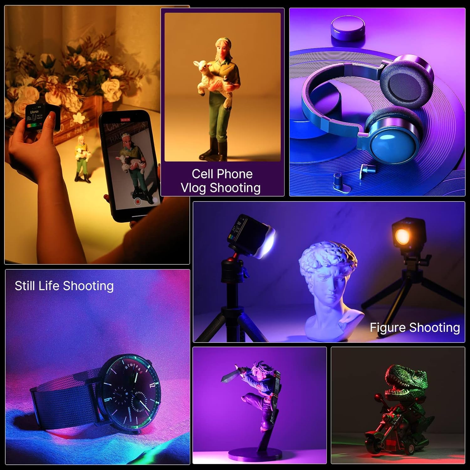 L2 COB RGB LED Video Light, 360° Full Color Portable Led Light for Camera Lighting, Magnetic Super Mini Cute Cube Light for Toy, Stop Motion and Micro Photography