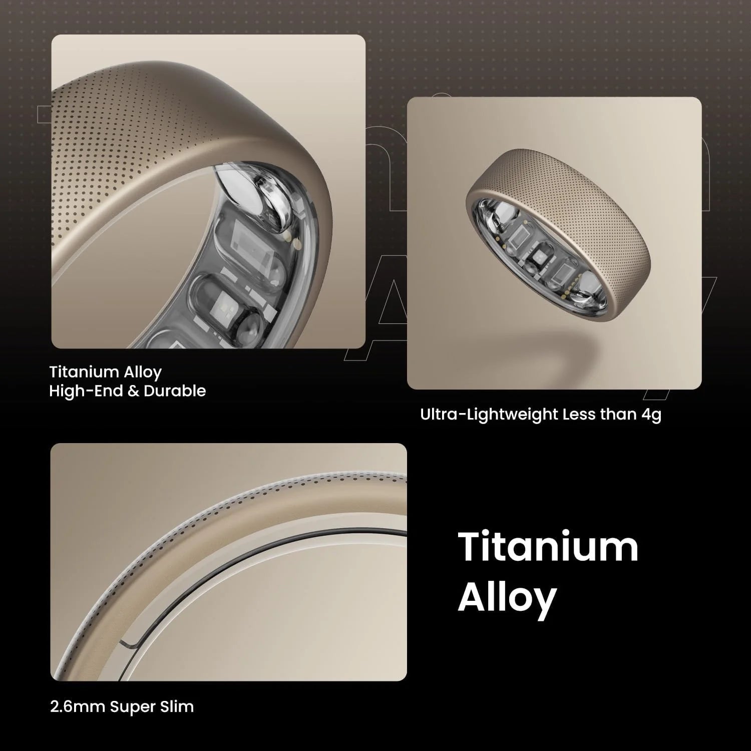 Amazfit Helio Ring Inteligente de Salud, Anillo Rastreador de Fitness, Sin Suscripción, Monitorea el Sueño, la Frecuencia Cardíaca y el Estrés, Aleación de Titanio, Carga Rápida de 1.4 Horas