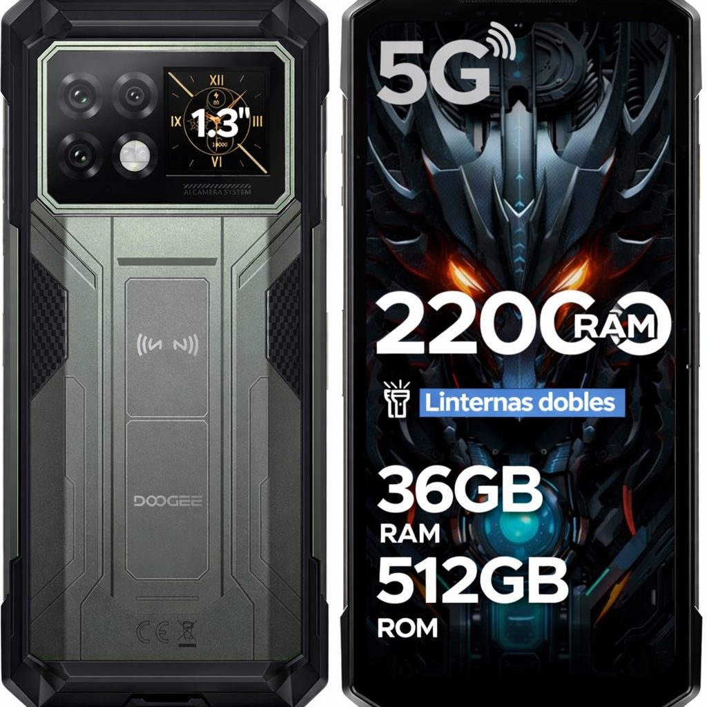 DOOGEE S200 Max 5G Version Global - Celular Indestructible 22000mAh con Pantalla Trasera | 36GB+512GB