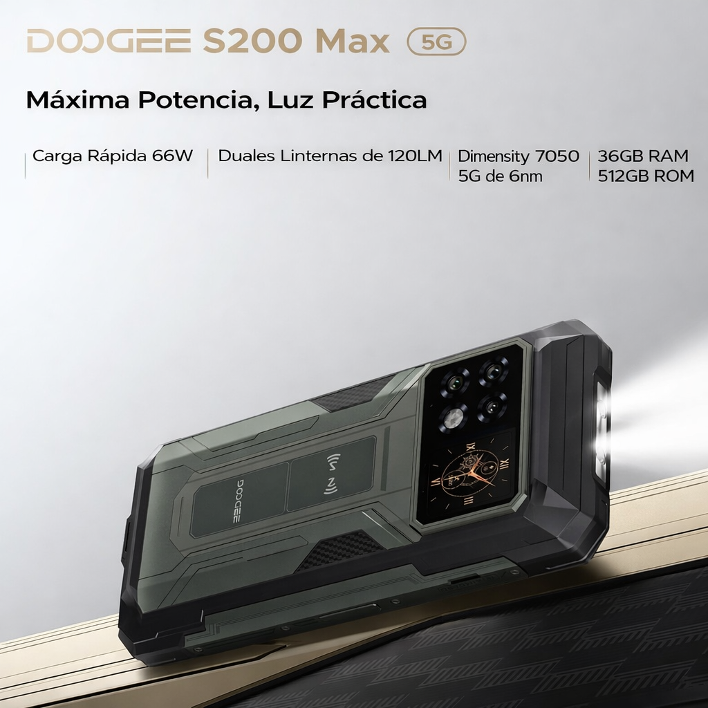 DOOGEE S200 Max 5G Version Global - Celular Indestructible 22000mAh con Pantalla Trasera | 36GB+512GB