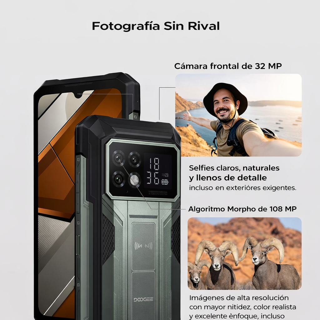 DOOGEE S200 Max 5G Version Global - Celular Indestructible 22000mAh con Pantalla Trasera | 36GB+512GB