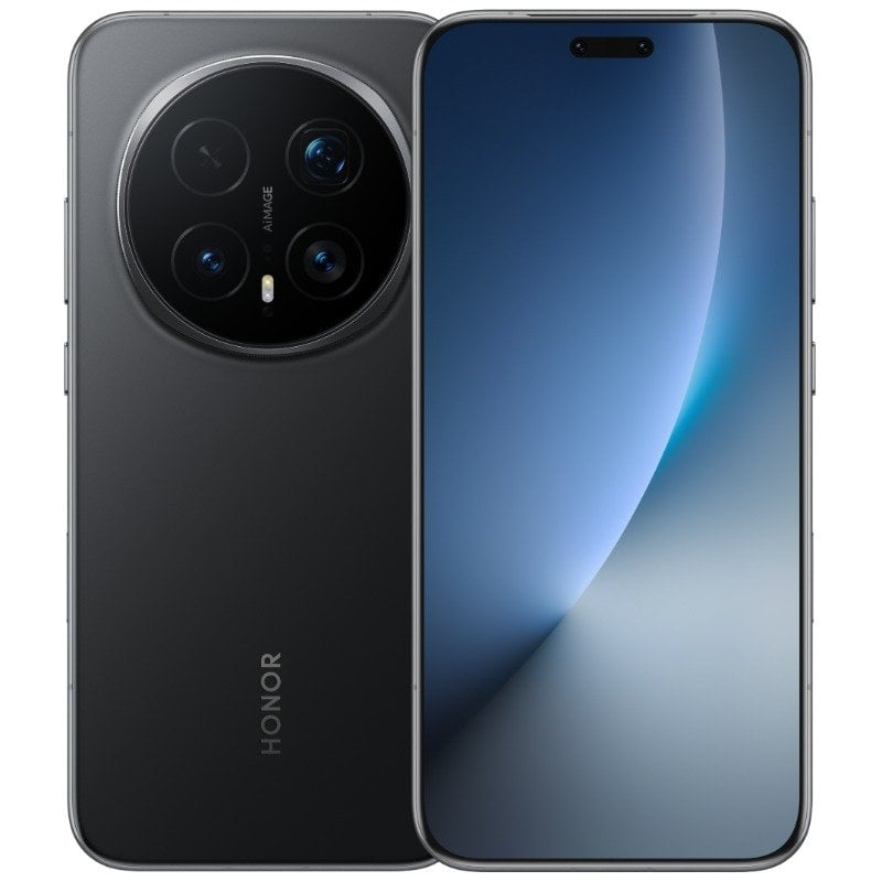HONOR Magic 8 Pro negro: pantalla frontal y cámara trasera AI.