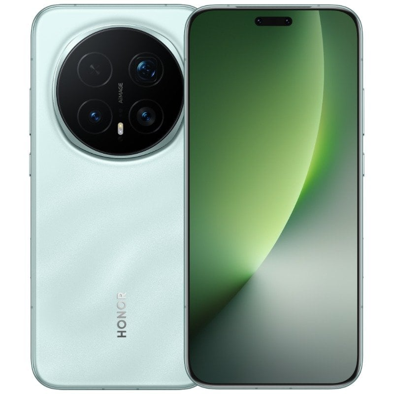 HONOR Magic 8 Pro verde: pantalla frontal y cámara trasera AI.