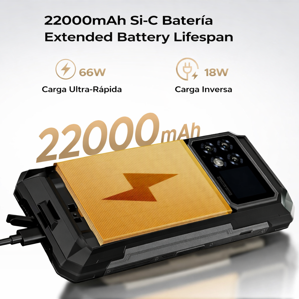 DOOGEE S200 Max 5G Version Global - Celular Indestructible 22000mAh con Pantalla Trasera | 36GB+512GB
