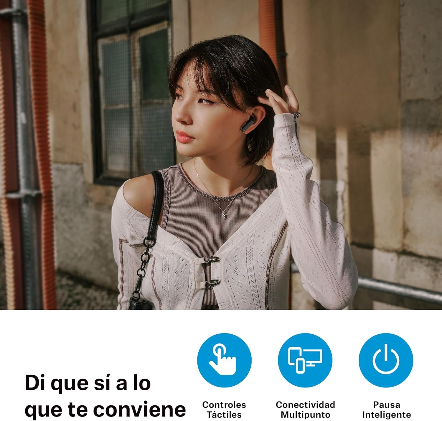 Sennheiser ACCENTUM Open Wireless - Auriculares Con Diseño Abierto, Sonido Dinámico Y Bluetooth 5.3, Resistencia a Salpicaduras IPX4, 28 Horas De Autonomía Y Estuche De Carga USB-C - Crema