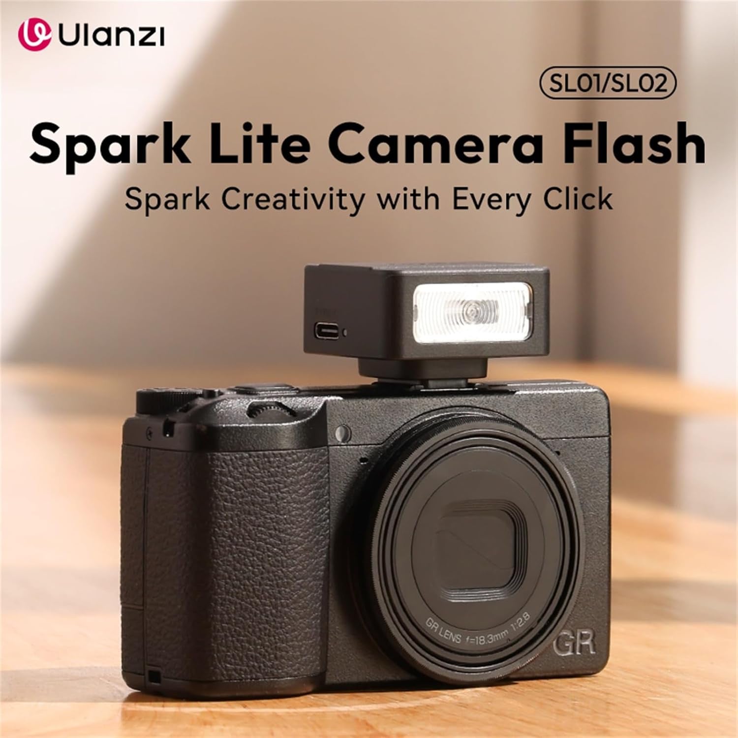 SL01 Mini Flash Speedlite, GN8 6500K Camera Flash Light Compatible with Sony Canon Fuji Nikon Panasonic Pentax Olympus Leica Camers Flash, 4 Power Levels Mini Camera Flash NOT for Sony ZV-1F