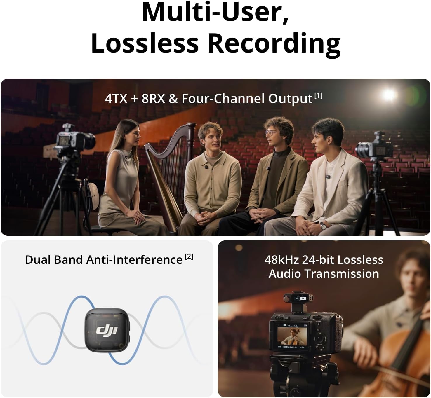Mic 3 (1 TX + 1 RX), Wireless Lavalier Mic for Iphone/Camera/Android, Ultralight, Extended Operating Time & Fast Charging, 1312Ft (400M) Transmission, Noise Cancelling, Vlog, Streaming