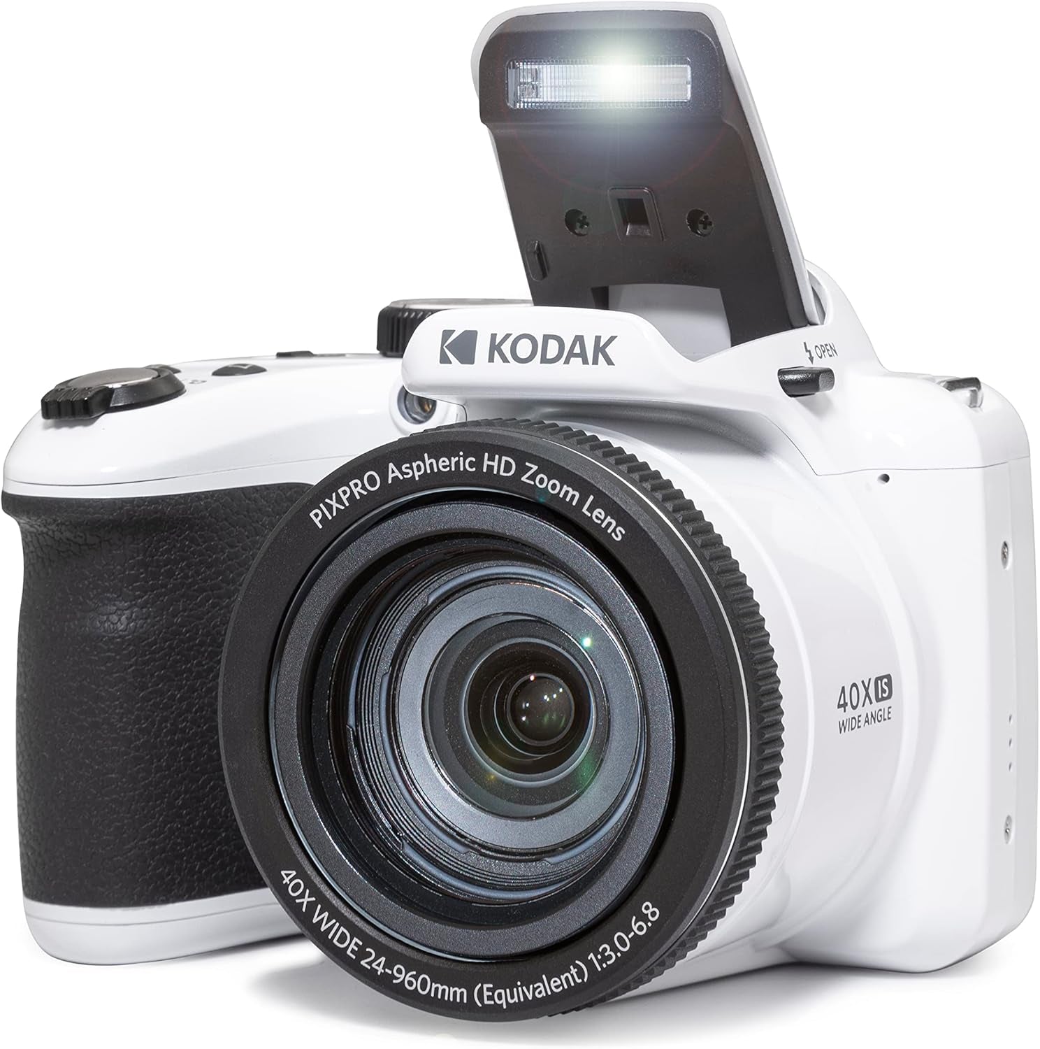 PIXPRO AZ405-WH 20MP Digital Camera 40X Optical Zoom 24Mm Wide Angle Lens Optical Image Stabilization 1080P Full HD Video 3" LCD Vlogging Camera (White), Full Frame
