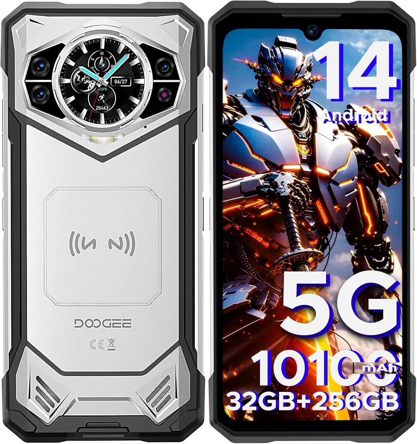 S200 Rugged Smartphone 5G Unlocked, 256GB+32GB RAM Rugged Phone with 1.32" Rear Screen, 10100Mah Battery,6.58" FHD+ 120Hz Display,100Mp + 20MP Night Vision Camera,Dual SIM Waterproof Cell Phone