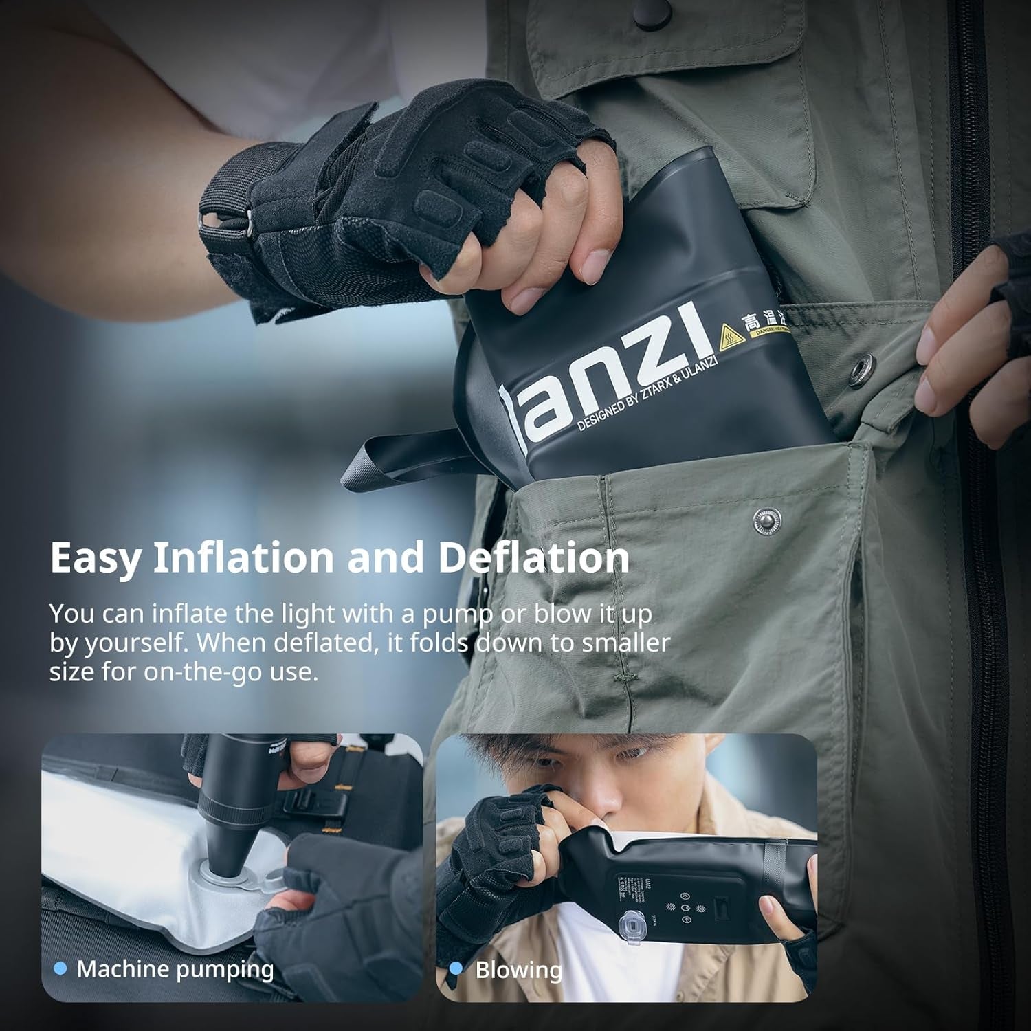 UA12 Bi-Color Inflatable Tube Light, Foldable LED Video Light for Photography, 2700K-6500K, 12W 2500Mah Rechargeable Photography Light Bar 1/4" Mount LED Lighting Wand Stick for Video Shooting