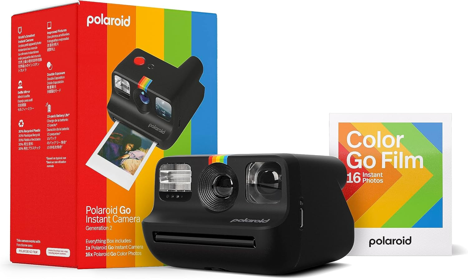 Go Generation 2 - Mini Instant Camera + Film Bundle (16 Photos Included) - White (6282)
