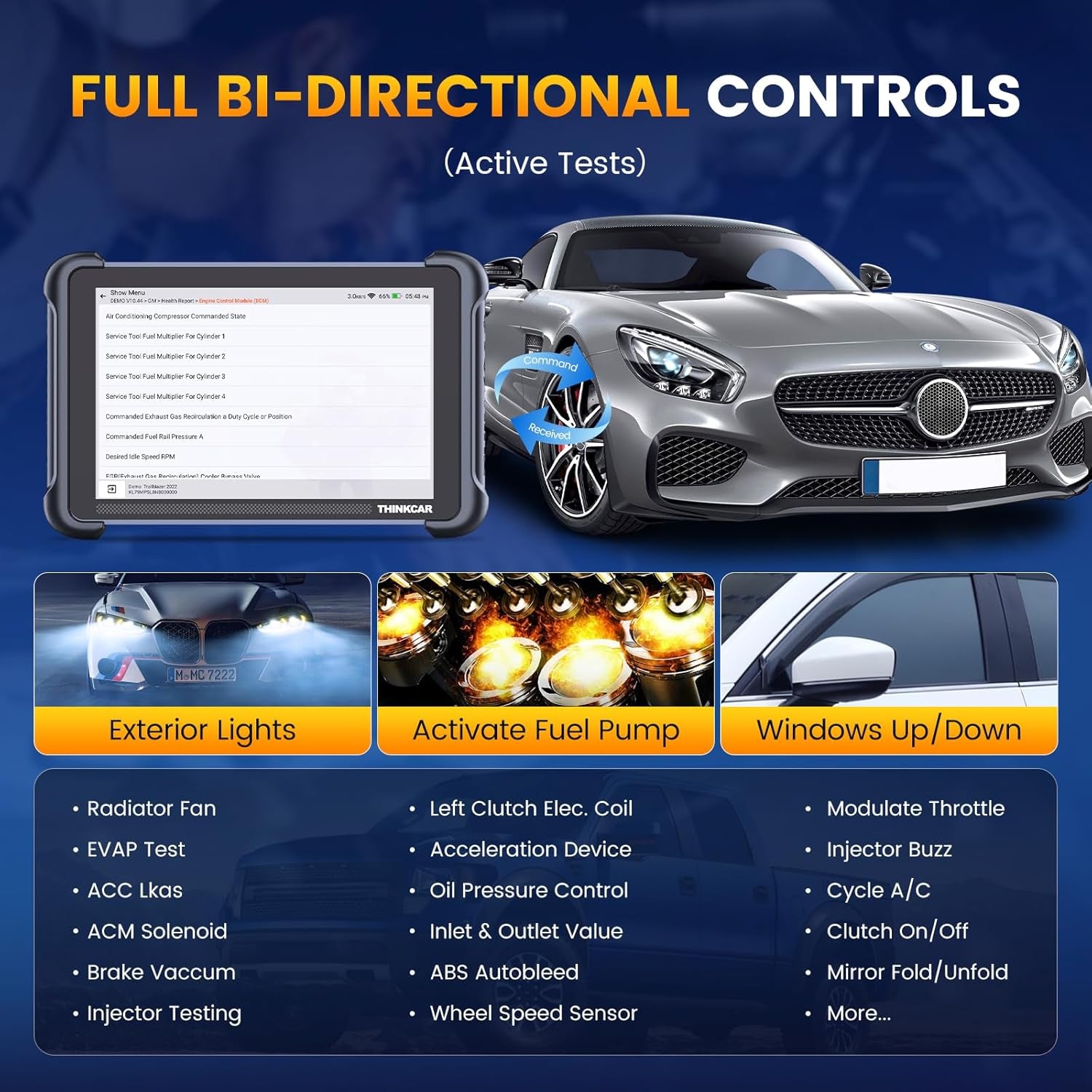 Bidirectional Scan Tool, THINKSCAN 689BT All System Automotive Diagnostic Tool, Bi Directional OBD2 Scanner with ECU Coding, 34 Services, FCA Autoauth, CANFD and Doip, Wireless Update