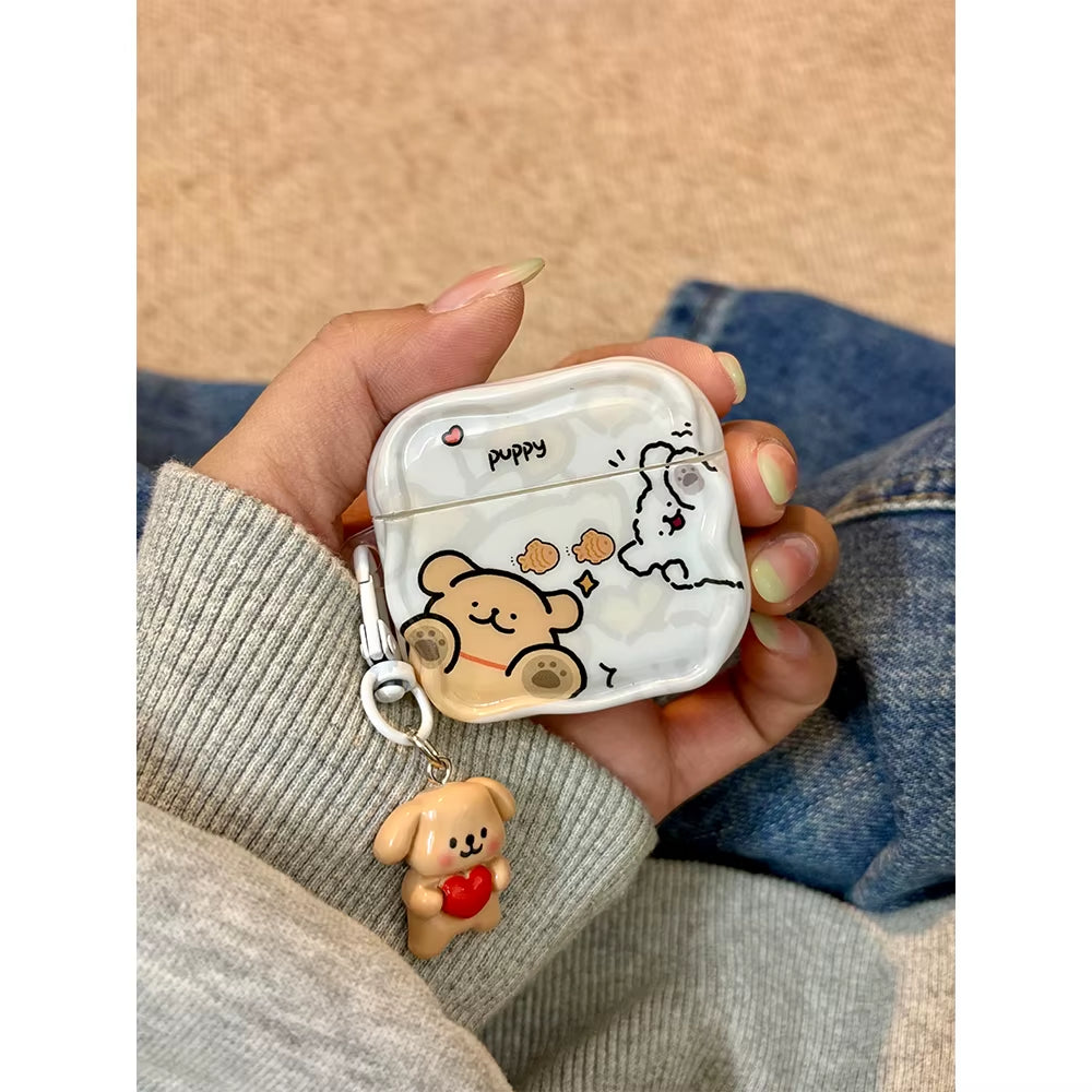 Carcasa Protectora para AirPods con Diseño Kawaii de Perrito y Osito Estilo Japonés | Compatible con AirPods 1, 2, 3, 4 y Pro 1, 2, 3